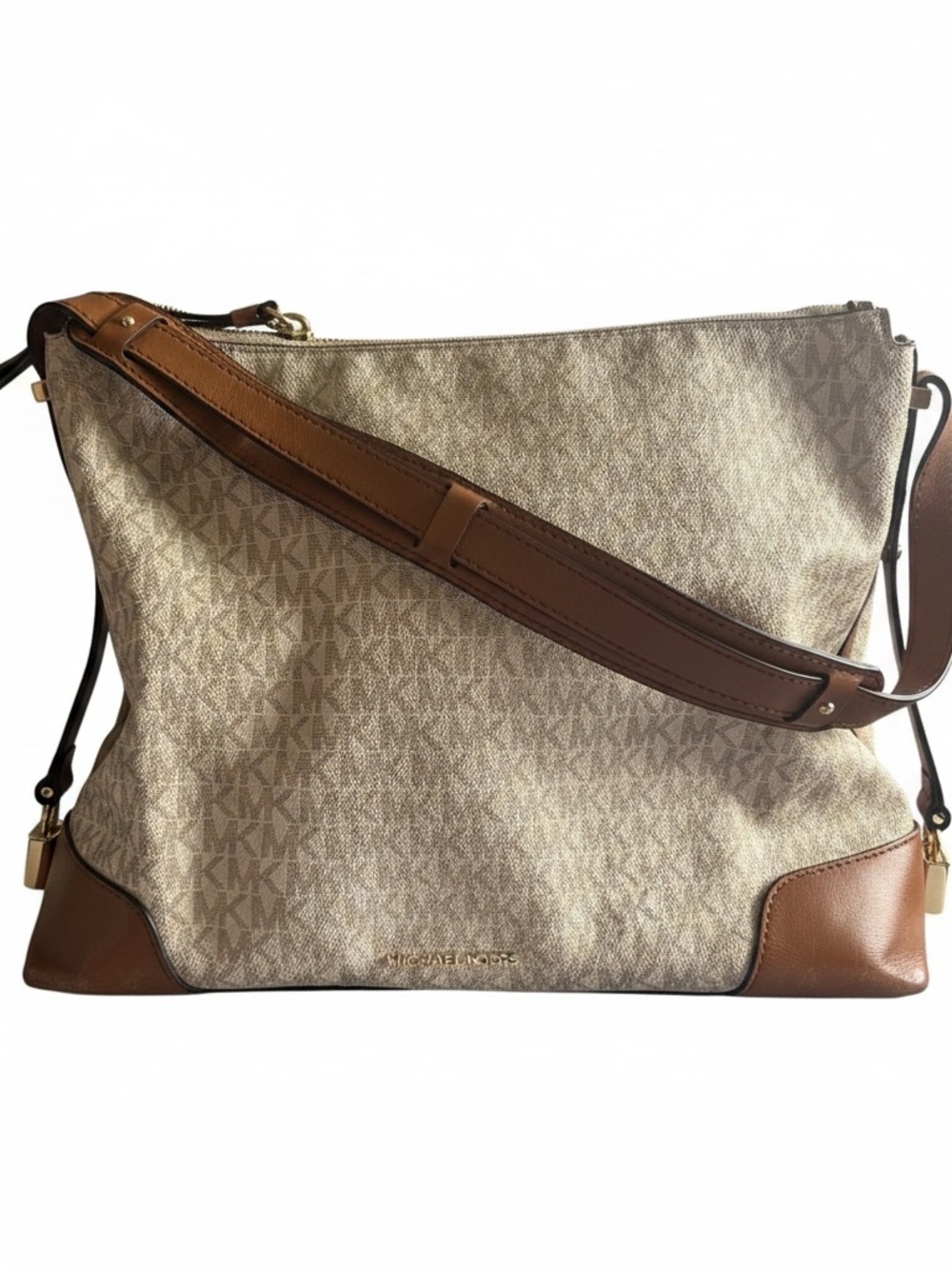 Michael Kors Beige and Brown Signature Shoulder Bag